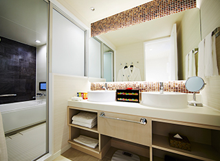 Images of the bathroom with washing space & standalone toilet